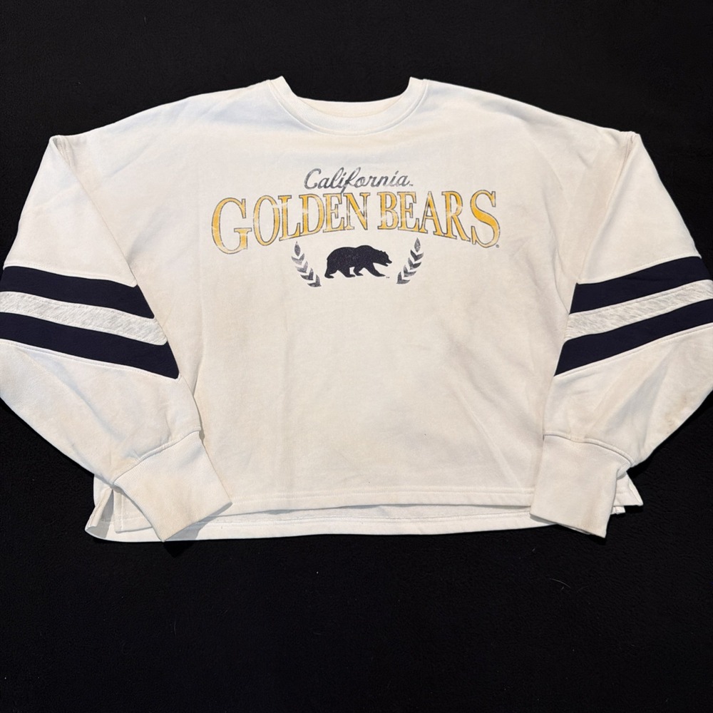 CAL Golden Bears University Berkeley White Crop Sweatshirt Women's Size Small